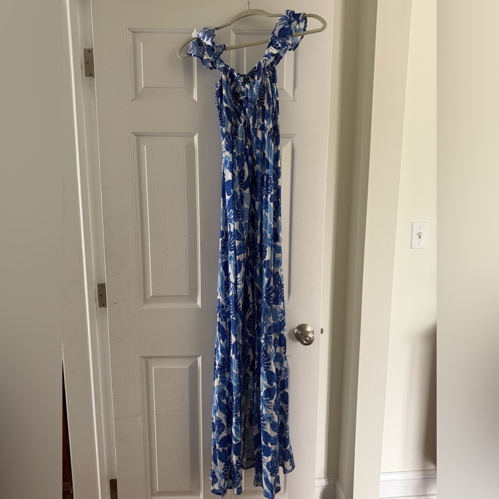 Tiare Hawaii Blue and White Hollie Maxi Dress